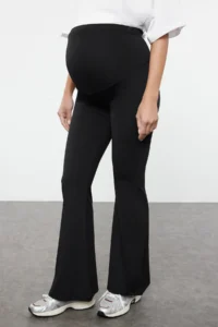 TRENDYOLMİLLA Black High Waist Adjustable Abdominal Paneled Maternity & Plus Size Leggings - Image 3