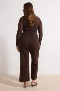 Trendyol Curve Brown Yüksel Waist Stoned 100% Cotton Non-Stretch Straight Fit plus size jeans - Image 4
