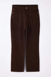Trendyol Curve Brown Yüksel Waist Stoned 100% Cotton Non-Stretch Straight Fit plus size jeans - Image 5