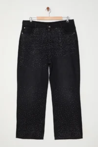 Trendyol Curve Anthracite Yüksel Waist Stone Straight Fit plus size jeans - Image 6