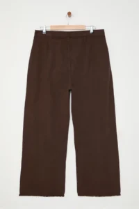 Trendyol Curve Brown High Waist Wide Leg 100% Cotton Non-Stretch Plus Size Wide Leg jeans - Image 8