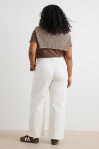Trendyol Curve Ecru High Waist Wide Leg 100% Cotton Non-Stretch Plus Size Wide Leg jeans - Image 3