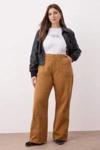 Trendyol Curve Mustard High Waist Wide Leg Plus Size Wide Leg jeans
