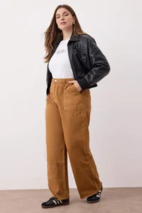Trendyol Curve Mustard High Waist Wide Leg Plus Size Wide Leg jeans - Image 2