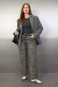 Trendyol Curve Multicolored High Waist Leopard Patterned comfort/rta Flexible Straight Fit plus size jeans