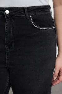 Trendyol Curve Anthracite High Waist Pockets Stone Wide Leg comfort/Middle Flexible plus size jeans - Image 4