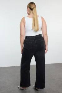 Trendyol Curve Anthracite High Waist Pockets Stone Wide Leg comfort/Middle Flexible plus size jeans - Image 5