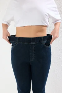 Trendyol Curve Dark Blue Elastic Waist flared leg comfort/Middle Flexible Flare Fit plus size jeans - Image 4