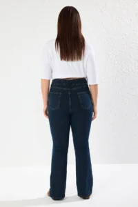 Trendyol Curve Dark Blue Elastic Waist flared leg comfort/Middle Flexible Flare Fit plus size jeans - Image 5