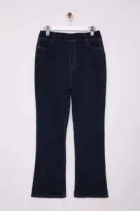 Trendyol Curve Dark Blue Elastic Waist flared leg comfort/Middle Flexible Flare Fit plus size jeans - Image 6
