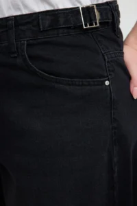 Trendyol Curve Black High Waist Beli Adjustable 100% Cotton Non-Stretch Baggy Fit Jeans - Image 4