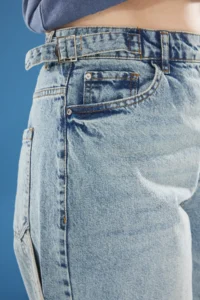 Trendyol Curve Light Blue Beli Adjustable 100% Cotton Non-Stretch Plus Size Baggy Jeans - Image 4
