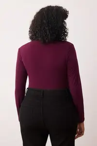 Trendyol Curve Plum Double breasted Yaka bodycone Plus Size snaps Bodysuit - Image 4