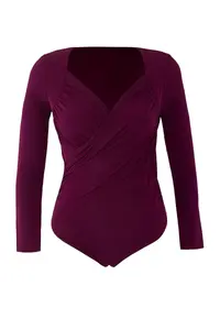 Trendyol Curve Plum Double breasted Yaka bodycone Plus Size snaps Bodysuit - Image 5