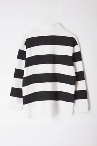 Trendyol Curve Black-White Striped Knitting Plus Size Sweatshirt - Image 11