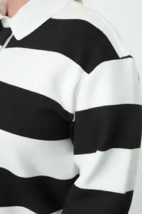 Trendyol Curve Black-White Striped Knitting Plus Size Sweatshirt - Image 8