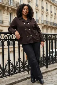 Trendyol Curve Brown Plus Size denim Jacket