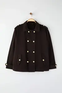Trendyol Curve Brown Plus Size denim Jacket - Image 2