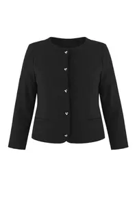 Trendyol Curve Black Heart buttoned Crew Neck Plus Size Jacket - Image 5