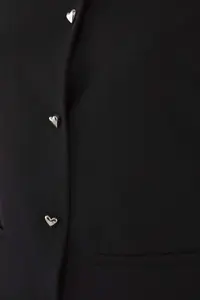 Trendyol Curve Black Heart buttoned Crew Neck Plus Size Jacket - Image 6