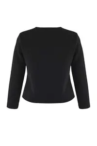 Trendyol Curve Black Heart buttoned Crew Neck Plus Size Jacket - Image 7
