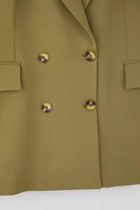 Trendyol Curve Khaki Oversized/Bol Kesim Lined buttoned Weaving Plus Size Blazer Jacket - Image 6