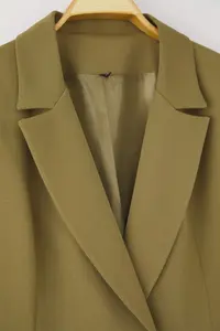 Trendyol Curve Khaki Oversized/Bol Kesim Lined buttoned Weaving Plus Size Blazer Jacket - Image 7