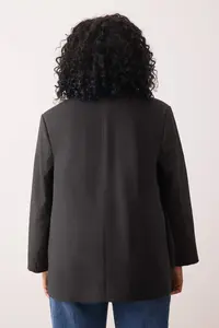 Trendyol Curve Anthracite Premium Oversized/Bol Kesim Lined Weaving Blazer Jacket - Image 4