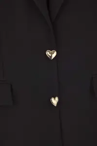 Trendyol Curve Black Oversized/Bol Kesim buttoned Weaving Plus Size Blazer Jacket - Image 6