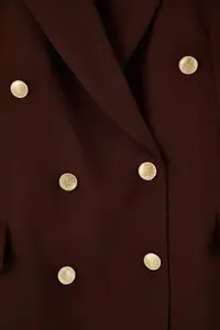 Trendyol Curve Brown Lined Double breasted Kapama Weaving Blazer Jacket - Image 6