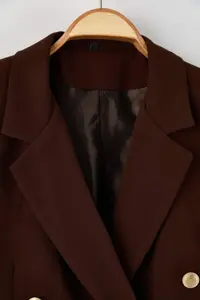 Trendyol Curve Brown Lined Double breasted Kapama Weaving Blazer Jacket - Image 7