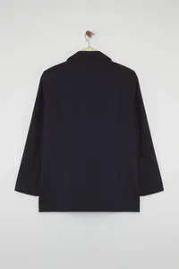 Trendyol Curve Navy Blue Lined Double breasted Kapama Weaving Blazer Jacket - Image 6