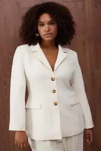 Trendyol Curve Special Collection Ecru Waist Plus Size Weaving Jacket - Image 2