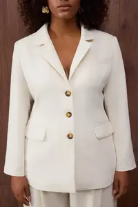 Trendyol Curve Special Collection Ecru Waist Plus Size Weaving Jacket - Image 4