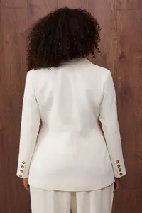 Trendyol Curve Special Collection Ecru Waist Plus Size Weaving Jacket - Image 5