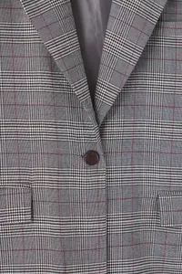 Trendyol Curve Multicolored Plaid/Checkered Single Button Closure Regular Weaving Plus Size Jacket - Image 6