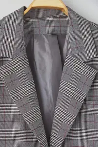Trendyol Curve Multicolored Plaid/Checkered Single Button Closure Regular Weaving Plus Size Jacket - Image 7