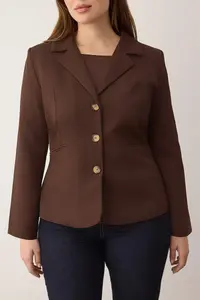Trendyol Curve Brown Fitted Weaving Plus Size Jacket - Image 3