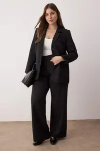 Trendyol Curve Black Classical Weaving Plus Size Jacket - Image 2
