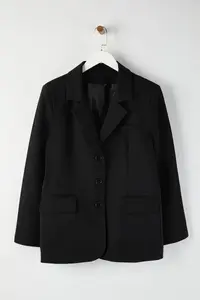 Trendyol Curve Black Classical Weaving Plus Size Jacket - Image 5