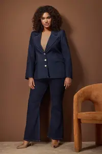 Trendyol Curve Dark Blue Pocket Detail Bele Oturan Narrow Pattern Blazer denim Jacket - Image 2