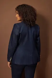 Trendyol Curve Dark Blue Pocket Detail Bele Oturan Narrow Pattern Blazer denim Jacket - Image 4