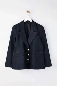 Trendyol Curve Dark Blue Pocket Detail Bele Oturan Narrow Pattern Blazer denim Jacket - Image 5