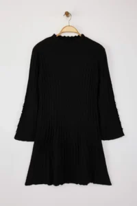 Trendyol Curve Black Ribbed Accessory Detailed Knit Dress - Image 5