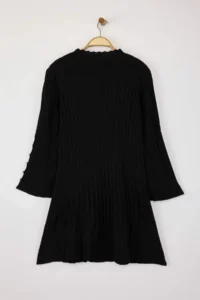 Trendyol Curve Black Ribbed Accessory Detailed Knit Dress - Image 8