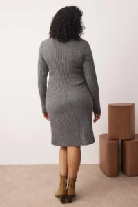 Trendyol Curve Anthracite Ribbed Mini Knit Dress - Image 4