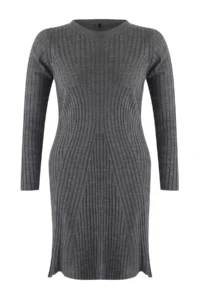 Trendyol Curve Anthracite Ribbed Mini Knit Dress - Image 5