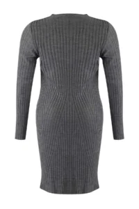 Trendyol Curve Anthracite Ribbed Mini Knit Dress - Image 7