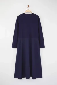 Trendyol Curve Navy Blue single jersey Weaving Midi Plus Size Dress - Image 9