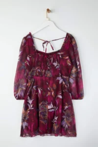 Trendyol Curve Burgundy-Multicolored Siphon Mini Weaving Plus Size Dress - Image 8